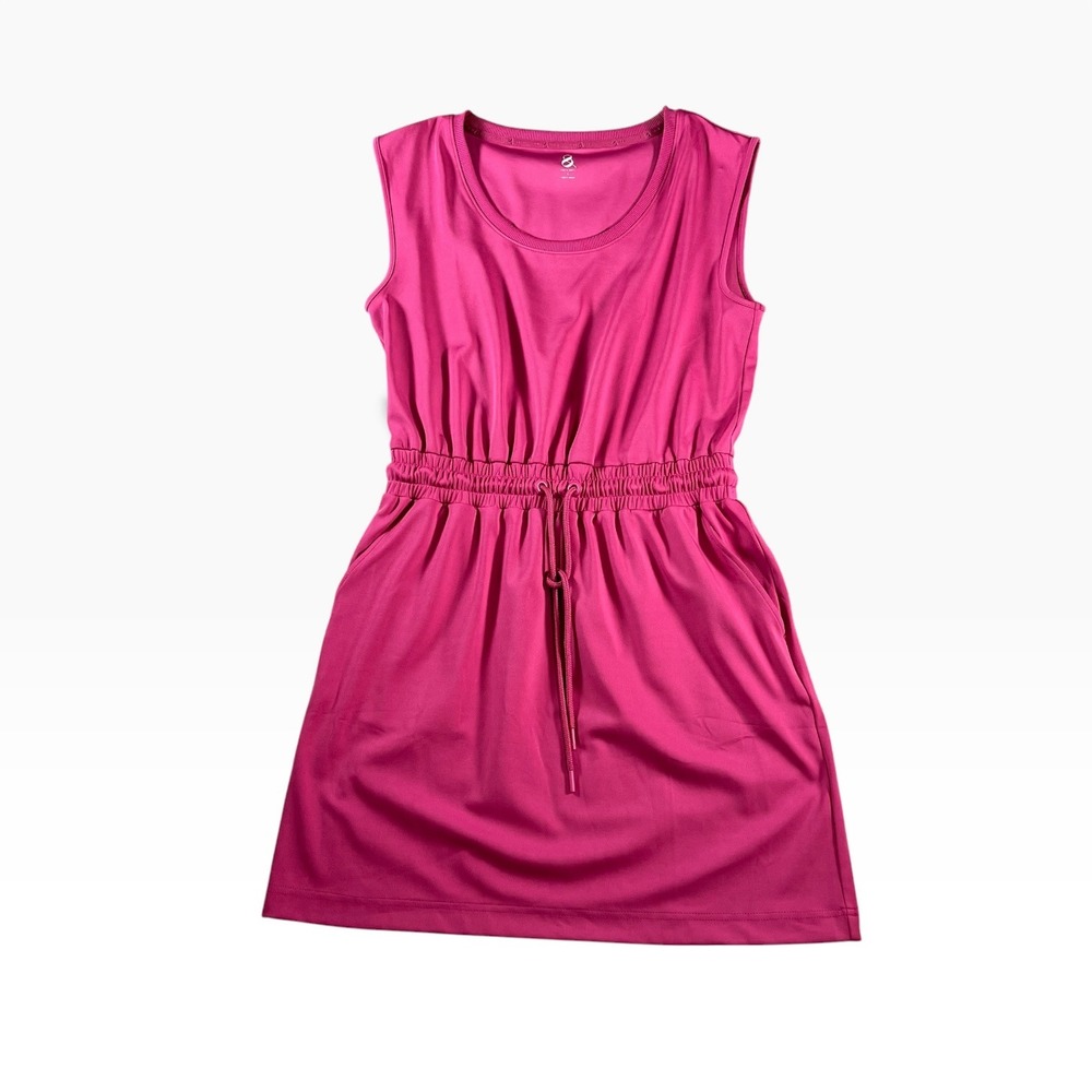 Lou & Grey Womens Pink Sleeveless Luvstretch Drawstring Pocket Dress S 766973